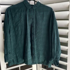 Madewell plaid green button down